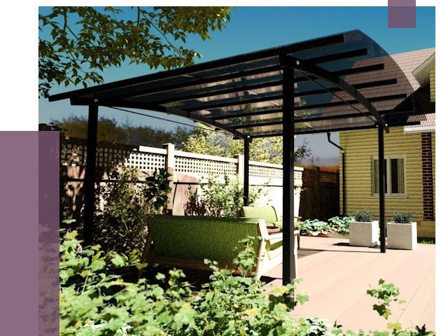 Навесы для террасы в Дальнереченске от 12992 руб. под ключ | ПРОЛЁТ-Длн