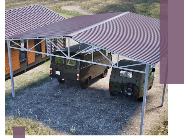 Двускатные навесы под ключ в Дальнереченске — изготовление и монтаж